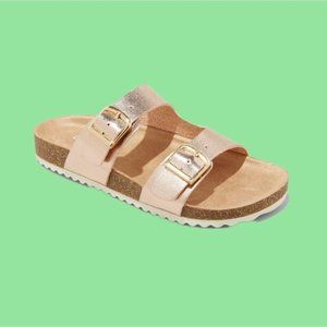 Cat & Jack Drew Double Buckle Molded Slip-On Footbed Sandals Rose Gold 3